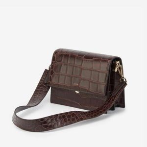 Jw pei mini flap croc brown bag